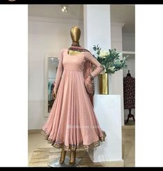 Anarkali Dress Half Sleeves, Anarkali Georgette Dresses, Long Anarkali Dress Patterns, Chiffon Anarkali Dress, Lehenga Saree Design, Long Gown Design, Anarkali Dress Pattern, Long Frock