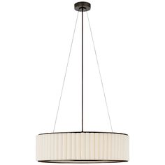 a light fixture with pleated shades hanging from it's center point, on an isolated white background