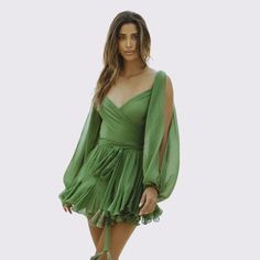 Color: Green, Size: M Cute Party Dresses, Elegant Summer Dresses, Sports Event, Off Shoulder Jumpsuit, Ruffle Mini Dress, Spring Women, Spice Girls, Look Casual, Custom Dresses