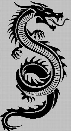 a black and white drawing of a dragon