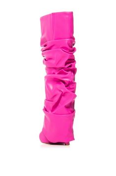 **FINAL SALE - NO EXCHANGES OR RETURNS** Treat your feet to the elegance of the ZUMMA-PINK WEDGE BOOT. These luxurious fuchsia faux leather boots will make any outfit stand out with their pointed toe and ruched fold over silhouette. Step out in style and sophistication with these stunning statement boots Mid Calf Shaft Wedge Heel 14” Shaft Height 17.5" Shaft Circumference 3.75” Heel Height Statement Boots, Boots Mid Calf, Pink Wedges, Cute Birthday Outfits, Azalea Wang, Faux Leather Boots, Sandal Platform, Plus Size Shopping, Boots And Sneakers