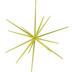 a yellow starburst hanging from the ceiling on a white background with room for text