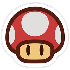 a mushroom sticker that is on the side of a white background with brown and white dots