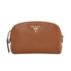 This Prada Vanity Case Is So Cute And Coordinates Beautifully With All Of Prada's Vitello Daino Leather Collection! This Cosmetic Pouch Is Crafted Of Textured Calfskin Leather In A Brown Color. The Bag Features A Large Facing Prada Plate And A Gold Wrap Around Main Zipper That Opens To A Black Jacquard Fabric Interior. The Size Is Perfectly Compact To Hold Your Essential Cosmetic Items That You May Want To Take With You On A Trip Or Out For The Day. Model: 1nd005 Cannella Brown Leather Gold-Tone Leather Wallets With Gold-tone Hardware, Brown Compact Formal Bag, Compact Brown Formal Bag, Interior Measurements, Prada Milano, Gold Wrap, Front Face, Cosmetic Items, Vanity Case