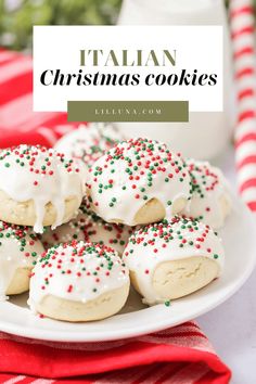 italian christmas cookies on a plate with sprinkles