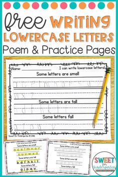 a poem and practice sheet for writing lowercase letters