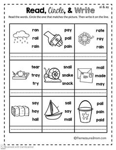 the worksheet for reading and writing words with pictures to help students learn how to read