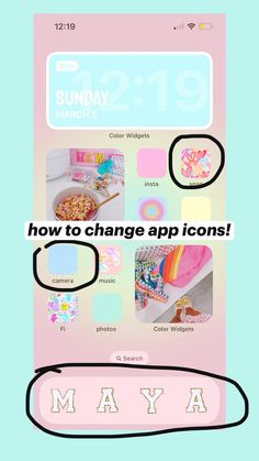 an iphone screen with the text, how to change app icons may 19 - 19
