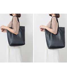 Women's Vertical Black Leather Tote Bag for Work | Baginning Black Shoulder Bag For Spring Daily Use, Black Shoulder Bag For Daily Use In Spring, Trendy Black Bags For Summer, Trendy Black Bag For Summer, Trendy Black Summer Bag, Black Rectangular Bag For Spring, Black Shoulder Bag For Spring, Rectangular Black Bag For Spring, Casual Black Faux Leather Shoulder Bag