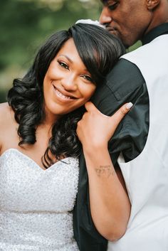 a bride and groom pose for a photo together at their wedding in atlanta, ga