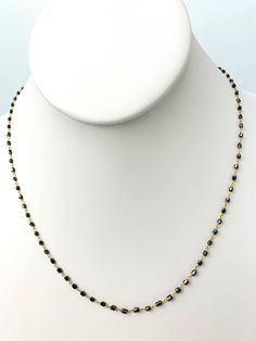 Faceted black diamond tube bead rosary necklace. Necklace is 14k yellow gold and contains 1.3mm x 1.7mm - 1.8mm x 3mm faceted tube beads on a 18" long chain. Metal - 14k Yellow Gold Diamond Weight - 5cts (estimated) Length - 18" Black Diamonds Mangalsutra, Black Diamond Mangalsutra, Diamond Black Beads, Gold Black Beads, Black Beats, Bead Rosary, Diamond Mangalsutra, Gold Mangalsutra Designs, Gold Mangalsutra