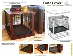 the crate cover is open and ready to be used as a pet bed or table