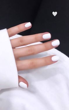 White Nail Polish Short Nails, Short Simple White Nails, Gel Nails Ideas Short White, Super Short White Nails, Matte White Nails Short, Short France Nails, White Nails Natural Short, Short White Nails Square, Shellac Nails White