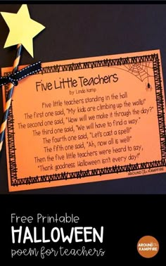 a free printable halloween poem for kids to use on their own teacher's day