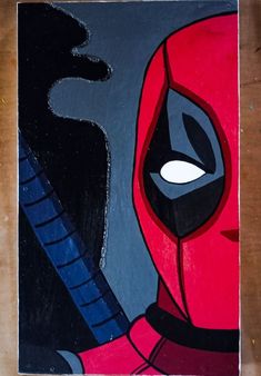 a painting of a deadpool holding a knife