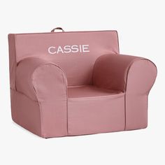 a pink chair with the word casssie written on it