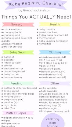 a baby checklist with the words things you actually need