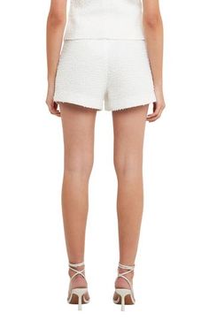 Luminous goldtone buttons with a basketweave-inspired texture lend rich detail to posh tweed shorts fashioned in a high-rise style. 100% polyester Hand wash, dry flat Imported Short Tweed Bottoms For Spring, Tweed Shorts, High Rise Style, High Rise, Nordstrom, Hand Wash, Size Medium, Texture, Free Shipping