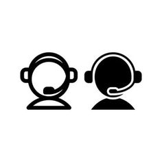 a person with a headset and a microphone icon in flat style on a white background