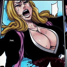 an image of a woman with blonde hair and no bra on her chest, in the comics