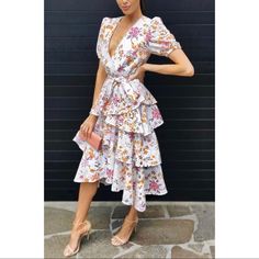 Reposhing This Item I Purchased From @Tqnguyen044. Loved It, Wore It Once To High Tea, But I Am Now Ready For Something New! Questions? Leave A Comment Below! Jasmine Vines, Jasmine Vine, Tiered Midi Dress, High Tea, Something New, Vines, Red White, Midi Dress, Tea