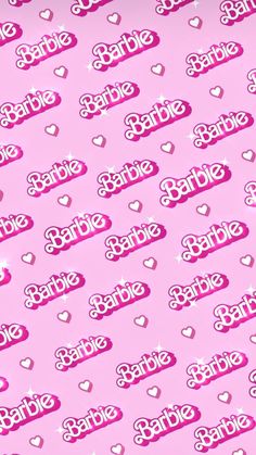 pink fabric with hearts and sparkles in the center on a light pink background that says babble barbie