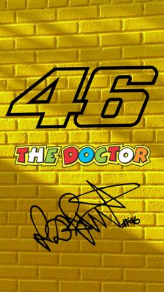 the doctor movie poster with autographed characters on yellow brick wall and black writing