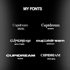 some type of font that is black and white with different colors, shapes and sizes