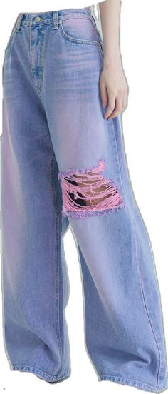 Pink Baggy Cotton Jeans, Baggy Pink Cotton Jeans, Pink Wide Leg Jeans For Streetwear, Pink Distressed Summer Jeans, Pink Distressed Jeans For Summer, Summer Pink Distressed Jeans, Summer Distressed Pink Jeans, Streetwear Pink Denim Pants, Baggy Pink Denim Jeans