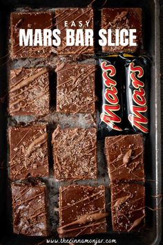 Mars bar slices on a baking sheet with two small Mars bars. Mars Bar Slice, Coco Pops, Mini Meringues, Australian Recipes, Cake Stall, Slice Recipe, Meringue Kisses, Mars Bar