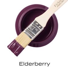 a paint brush with the words elderberry painted on it's bottom and bottom