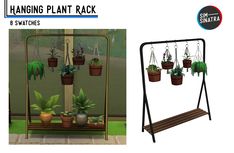 hanging plant rack with 6 plants and 8 swatches for the simsfata game