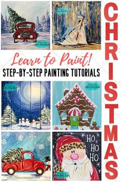 christmas art project for kids to learn how to paint with the help of step - by - step paintings