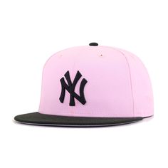 New Era Cap 59Fifty fitted hat for the New York Yankees in black and pink colorway. This two-tone Yankees hat is perfect for lighter color fits. Cotton crown provides premium plush comfort, while durable wool on the visor and button gives it the striking contrast needed to make a bold statement. Hat Material: 100% Cotton/WoolCrown: PinkVisor: BlackButton: BlackUndervisor: GreyFront Logo: Real BlackNew Era Flag: PinkRear Logo: Real Black/Pink Cotton Crown, Statement Hat, Crown Pink, Yankees Hat, Color Fits, Logo Real, Flat Hats, San Diego Chargers, Washington Nationals