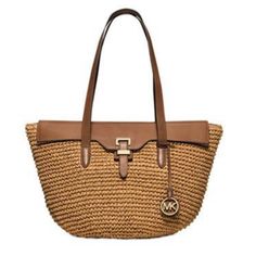 Brand New - Still Has Packaging On It. Woven Straw Naomi Large Tote Created With Ample Handles And A Carefree Silhouette, This Spacious Resort Tote Makes The Perfect Travel Companion In Luxurious Woven Straw With Smooth Leather Trim And Expert Organization Inside. By Michael Michael Kors. 9-1/2"L Double Handles Magnetic Snap Closure Interior Features 1 Zip Pocket And 4 Open Pockets 18" W X 12" H X 6-1/2" D Paper Straw; Trim: Leather; Lining: Polyester Color: Walnut Leather Bags With Gold-tone Hardware For Vacation, Vacation Leather Bags With Gold-tone Hardware, Leather Straw Bag With Gold-tone Hardware For Vacation, Elegant Beach Bag With Leather Trim, Vacation Straw Bag With Leather And Gold-tone Hardware, Vacation Straw Bag With Gold-tone Hardware And Leather, Brown Straw Bag With Gold-tone Hardware For Shopping, Brown Straw Shopping Bag With Gold-tone Hardware, Straw Bag With Leather Trim For Travel