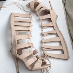 Nwt!! Unique! Leather (Faux) Lace Up Zipper Gladiator Sandals. Beautiful Nude Color! Make Me An Offer! Lace Up Gladiator Sandals, Nude Color, Make Me An Offer, Shoe Game, Gladiator Sandals, Shoes Women Heels, Shoes Heels, Lace Up, Women Shoes