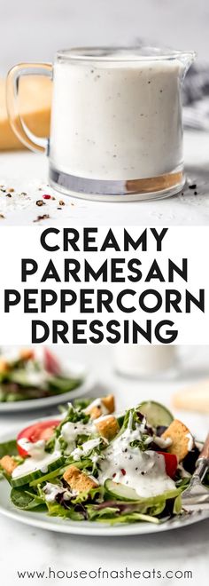 creamy parmesan peppercorn dressing on a plate