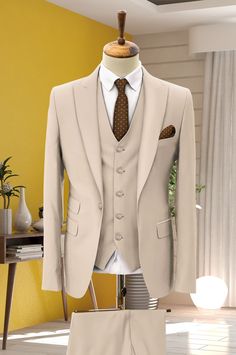 Champagne Gold Suit Men, Champagne Wedding Suits For Men, Tan 3 Piece Suit Men, Champagne Suits For Men Wedding, Champagne Suits For Men, Cream Suit Men Wedding, Champagne Suit, Coat Suit For Men, Three Piece Suit Mens