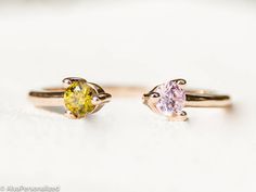 Dual birthstone ring with your desired 2 birthstones. - 14K Gold Ring- A unique personalized gift for women... ► FEATURES; Stone : 2 sparkly gemstones (3mm) Material Options: 14K White Gold - 14K Rose Gold - 14K Yellow Gold ► HOW TO ORDER; Please select your preffered size and material from the menu while adding to card. Please write your preffered two birthstone as a note during check out. ► PROCESSING & SHIPPING ❥We ship to worlwide, please check current delivery times depending on your lo Dual Birthstone Ring, Sapphire Promise Rings, Couples Ring, Ring Rosegold, Country Rings, Personalized Ring, Sparkling Rings, Personalized Rings, 14k Gold Ring