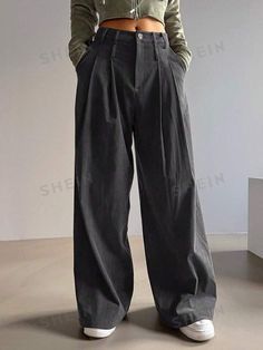 Slacks Outfit, High Rise Pants, Fashion Online Shop, Casual Pants, All Fashion, Latest Trends, Loose Fitting, Pants For Women, Solid Color