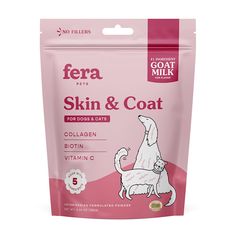 a bag of fera skin and coat for dogs with vitamins on the side