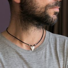 Men's Necklace - Men's Choker Necklace - Men's Leather Necklace - Men's Jewelry - Men's Gift - Boyfr Necklace Guys, Anchor Necklace Men, Male Necklaces, Guys Jewelry, Male Necklace, Guy Jewelry, Hairstyles Undercut, Mens Choker Necklace, Men Choker