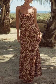 FINAL SALE - Albion Dress Leopard print chiffon maxi dress. Cowl neckline Adjustable criss-cross straps Low open back with tie accent Hidden side zip closure Lined Length: 57" (taken from size Small) 100% Poly | Model is 5'5" and wearing an Extra Small Dress Leopard Print, Print Chiffon Maxi Dress, Leopard Print Maxi Dress, Dress Leopard, Corset Crop Top, Chiffon Maxi, Crop Top Sweater, Chiffon Maxi Dress, Summer Fashion Outfits