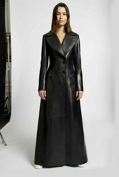 Women's Pure Black Leather Trench Coat Genuine Lambskin Stylish Long Coat | eBay Black Leather Trench Coat, Leather Coats, Black Leather Coat, Long Leather Coat, Dark Autumn, Older Women Fashion, Leather Trench, Autumn Outfits, Trench Coat Black