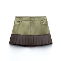 Nwt. Never Worn. Brand New Condition. Mini Skirt With A Mid Waist With Belt Loops. Front Pockets. Skirt With Voluminous Box Pleats And Matching Fabric. Front Zip And Metal Hook Closure. Please Review Pictures. Color: Light Khaki Outer Shell 97% Cotton 3% Elastane Green Mini Skirt, Zara Skirts, Box Pleats, Pleated Mini Skirt, Color Light, Mini Skirt, Womens Skirt, Mini Skirts, Zara