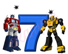 the number seven is made to look like a transformer and bumble from the movie