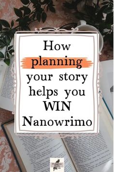 an open book with the title how planning your story helps you win nanowrino