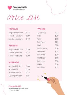 Nail Posters Ideas, Nail Prices By Length, Nail Tech Calender, Bracelet Price List, Nail Price List Templates