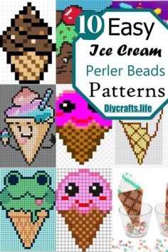 Ice Cream Perler Beads Easy Ice Cream, Diy Perler Bead Crafts, Hama Beads Patterns, Diy Perler Beads