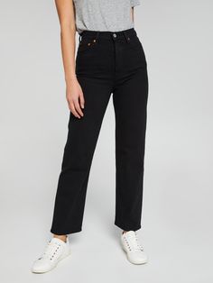 LEVIS#RBCGESTR8 BLKSPROUT35/10(Black , 34) Black Straight Jeans Outfit, Black Levi Jeans Outfits, Black Straight Leg Jeans Outfit, Straight Cut Jeans Outfit, Levi Jeans Outfit, Levis Ribcage Jeans, Levis Ribcage Straight Ankle Jeans, Thrift List, Straight Black Jeans